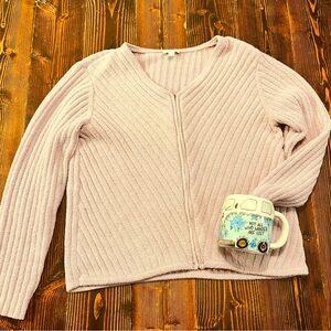 J.Jill Soft Lavender Rare Women's  Soft Front Zipper Sweater- Small